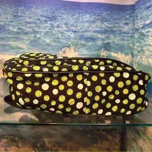 Vera Bradley Navy Blue Green Lucky Dots Turnlock Flap Crossbody Shoulder Bag - Picture 3 of 14